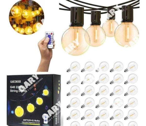 Guirnalda de luces vintage de 15 mts con 25 focos